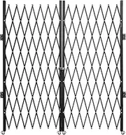 VEVOR Double Folding Security Gate, 61" H x 122" W Folding Door Gate, Steel Accordion Security Gate, Flexible Expanding Security Gate, 360° Rolling Barricade Gate, Scissor Gate or Door with Keys