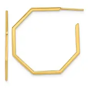 14k Yellow Gold Polished 1.0mm Octagon C-Hoop Earrings 3.37g, L-30mm, W-30mm