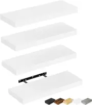 Floating Shelves for Wall, White Engineered Wood Wall Shelf Set of 4, 16" Wall M