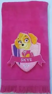 Skye fingertip towel FREE SHIP paw patrol pink applique puppy dog terrier