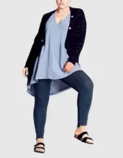 Refinity By City Chic Ladies Hayley Cutout Cardigan size 16 18 20 Black