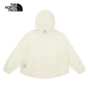 【The North Face 官方旗艦】北面女款米白色防風防曬舒適透氣休閒連帽外套｜7WBVQLI