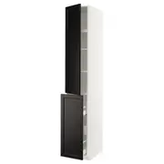 METOD / MAXIMERA hc w p-o func 3drw/1dr/2shlv, white/Lerhyttan black stained, 40x60x240 cm