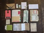 15 Piece Handmade Junk Journaling Ephemera Pack Folio Pocket Tags