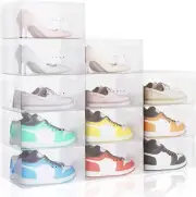 Shoe Storage Boxes Large Clear Plastic Foldable 12 Pack Stackable Shoe Organizer