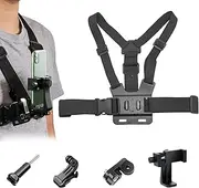 Chest Mount Mobile Phone Holder, First-Person View Video Outdoor Live Shooting Bracket with Phone Clip(4"-7") for iPhone Smartphones and GoPro Insta360 Sony DJI Action Camera Chest Mount Strap