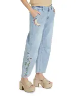Driftwood Barbara X Hallucination High Rise Cropped Wide Leg Jeans in Light Wash
