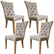 Holly Set of 4 Dining Chair PU Leather Solid Rubber Wood Frame - Coffee