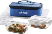 Borosil - Prime Glass Lunch Box 370 Safe Office Tiffin (Transparent) - Set of 2