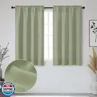 OWENIE Bob Sage Green Curtains 45 Inch Length 2 Panels Set, Light Filtering S