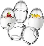 Cabilock 4Pcs High Temperature Resistant Glass Pudding Cups Jelly Containers for Pudding Baked Snacks Yogurt Fadeless Easy to Clean Unique Design