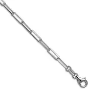 [JewelryWeb] 925 Sterling Silver Rhodium Plated 3.1mm Sparkle Cut Paperclip Chain Necklace Chain-Necklace for Women and Men
