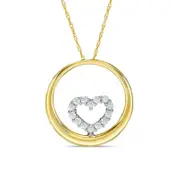 0.2 CT. T.W. Natural Diamond Heart in Circle Pendant in 10K Two-Tone Gold