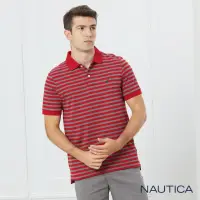 在飛比找momo購物網優惠-【NAUTICA】男裝質感條紋短袖POLO衫(紅)