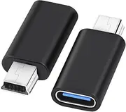 Seminer USB C to Mini USB Adapter (2 Pack), Type C (Female) to Mini USB 2.0 (Male) Convert Connector, USB Mini to USB C Adapter Compatible with Digital Cameras, Computer, GPS etc (Black)