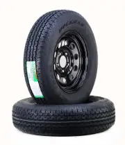2 ROCKMAN Trailer Tire Rim ST205/75R15 8-Ply D 107M 5 Lug x 4.5" Black Mod Rim