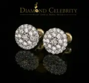 925 Yellow Sterling Silver 1.86ct Cubic Zirconia Round Women's Stud Earrings