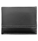 Black Grain Pattern Vegan Leather Men's Bifold Wallet Double Flap Holder