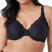 NWT Wacoal Softly Styled Underwire Black Bra w/ Lace / size 40G