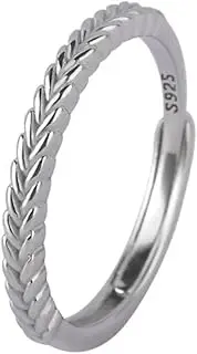 [FASHGOOD] 925 Sterling Silver Rings for Women,Wheat Rings,Adjustable Open Finger Rings,Sterling Silver Rings for Women with Gift Box