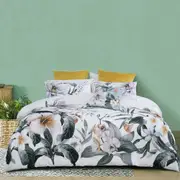 Bianca Chiquita Floral Bedding Textured Cotton White Quilt Cover Set