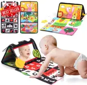 Tummy Time Baby Mirror Toys 0-12 Months, Black and White High Contrast Crinkle T