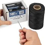 Waxed 100% Polyester Black Twine/Cord | 1,005 feet (335 Yards) | 9-ply | 115-Pound Loop Strength Cable Tie Down Lacing | Made in USA