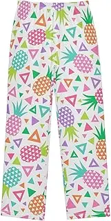 [ZZXXB] Pineapple Geometry Boys Long Pants Soft Trousers Elastic Waist Kids Lounge Bottoms with Pockets S-XL