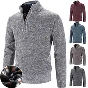 Men's Pullover Sweater Jumper Dress Sweater Fleece Sweater Ribbed Knit Regular Knitted Solid Color Standing Collar Keep Warm Modern Contemporary Work Daily Wea