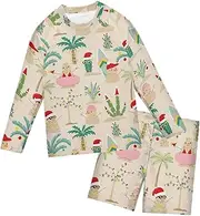 [ZZXXB] Aloha Xmas Snowman Boys Swimsuit Rash Guard Toddler Kids Long Sleeve Swim Shirt and Trunks