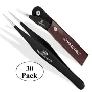 Pack of 30 Professional Sharp Tweezers Pointed Tip | Stainless Steel, Fine Tip
