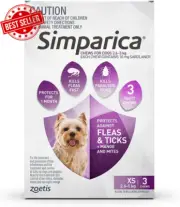 Simparica Fleas and Tick Chewable Tablets for Extra Small 2.6-5 Kg Dog, Purple (