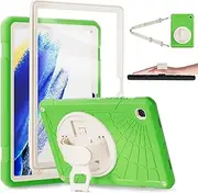 Stweap Galaxy Tab A8 Case,for Samsung Galaxy Tab A8 10.5'' 2022 with Screen Protector 360 Rotating Hand Strap&Stand, Drop-Proof Case for Galaxy Tab A8 SM-X200/X205/X207, Green+White