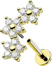 [OUFER] 16G Flower Conch Piercing Internal Thread Cartilage Ear Piercing 316L Surgical Steel Helix Piercing Clear CZ 6mm Conch Piercing Ring Tragus Piercing for Women