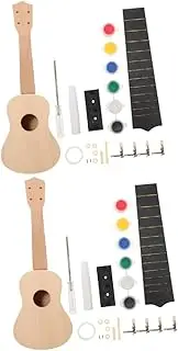 WHAMVOX 2 Sets Painted Ukulele Hand Made Instrument Material Kit DIY Crafts Supplies DIY Ukulele Making Kit Hand Crafts Kit DIY Crafts Accessories DIY Guitar Kit Wooden