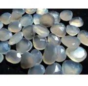 14-20mm Gray Chalcedony Rose Cut Cabochons, Rose Cut Flat Cabochons For Jewelry