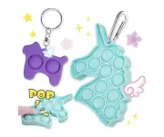 2 Piece Push Pop Bubble Fidget Sensory Toy Keychains (Puppy & Unicorn) - New