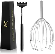 TIPKON Head Massager 20 Fingers Scalp Massager Head Scratcher, Back Massager Back Scratcher for Head Massage and Back Massage (Silvery)