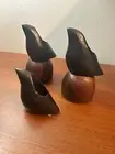 Set of 3 West Elm Wood and Iron Bird Candle Holders - Never Used