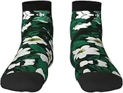 [YANYU] Hunter Green Floral Petals Pattern Print Workout Everyday Socks For Men And Women All Seasons Comfortable Adult Socks, 3 Black, One Size