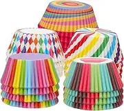 VINTORKY 500Pcs Rainbow Cupcake Cases Cake Liners for Baking Greaseproof Muffin Wrappers for Birthday Parties Weddings and Desserts