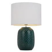 Moval Contemporary Table Desk Lamp Light Fabric Ceramic White Green Gloss