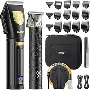 GLAKER Hair Clippers for Men Professional, Cordless Clippers for Hair Cutting, Mens Hair Clippers and Trimmer Kit for Barber with LED Display 15 Guide Combs