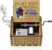 Colorful Music Box to Wife-You are My Sunshine Tune Wooden Classic Hand Crank Musical Box Gifts for Wife, Love on Wedding Anniversary/Birthday/Valentines Day