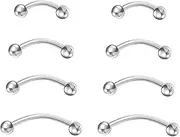 [NewkeepsR] 4 Pairs-16G/18G Titanium Bent Curved Barbell Banana Rook Front Helix Eyebrow Rings Piercing