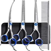 Gimars Titanium Coated Stainless Steel 5 in 1 Pet Grooming Scissors Set -