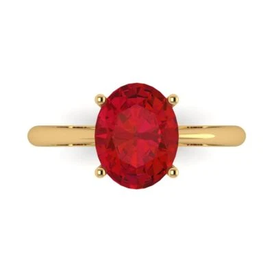 2.5Ct Oval Cut Ruby VVS1 Solid 14K/18K Gold Solitaire Engagement Promise Ring