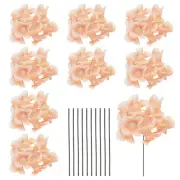 10 Sets Artificial Hydrangea Flower Heads with Stems for Bouquet,Light Orange