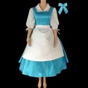 The Beauty and Beast Belle Cosplay Outift Village Costume with white Apron
