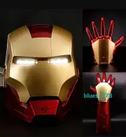 Children's Iron Man Cosplay Wearable LED Mask Helmet+Glove Props Toys Xmas Gift